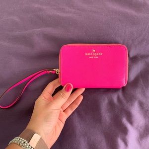 Hot pink Kate Spade wristlet never used